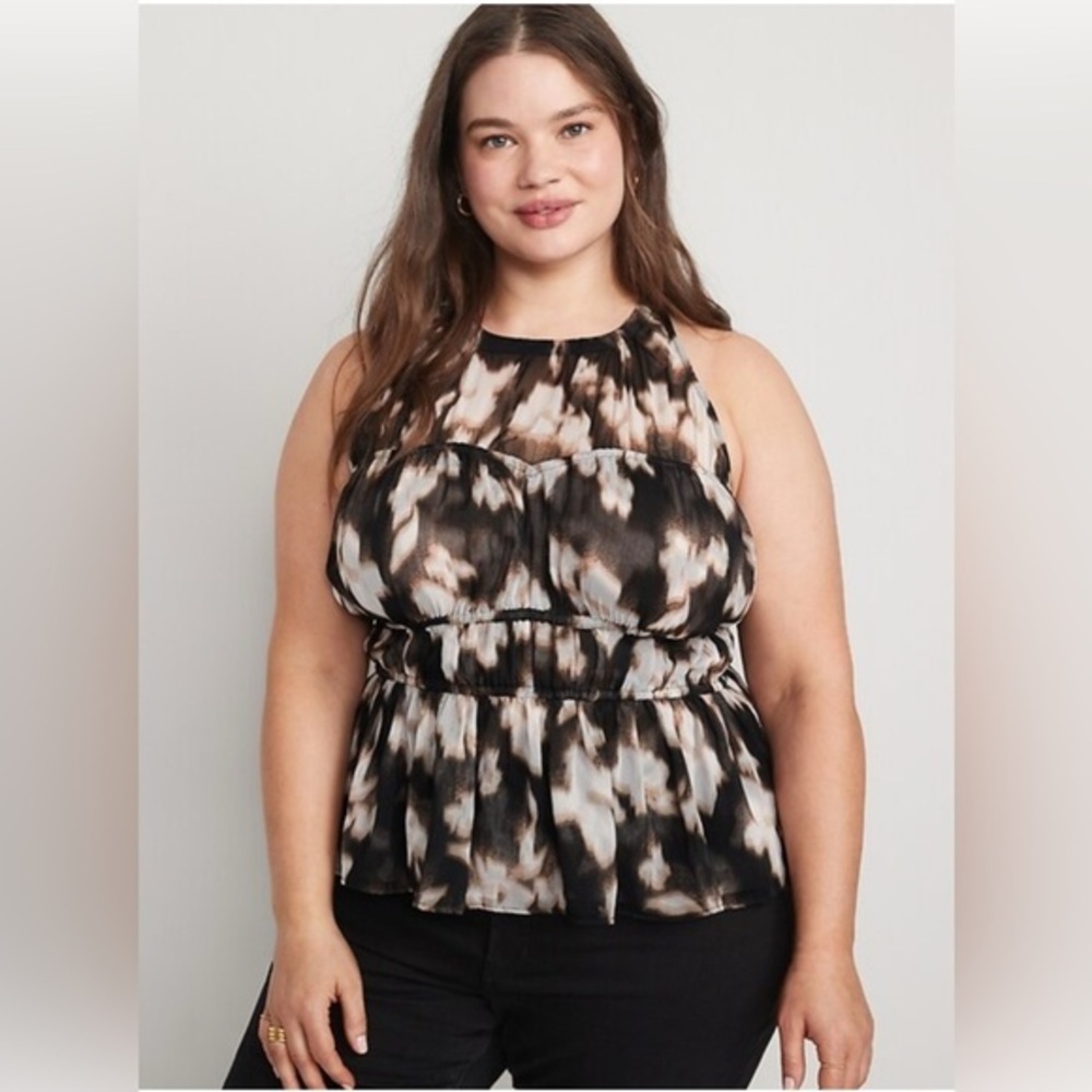 Old Navy Sleeveless Shirred Crinkled Peplum Blouse 3X